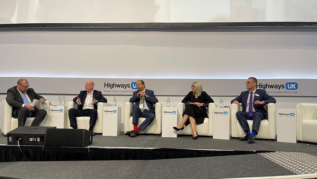 Feras Alshaker and other speakers on a panel at Highways UK 